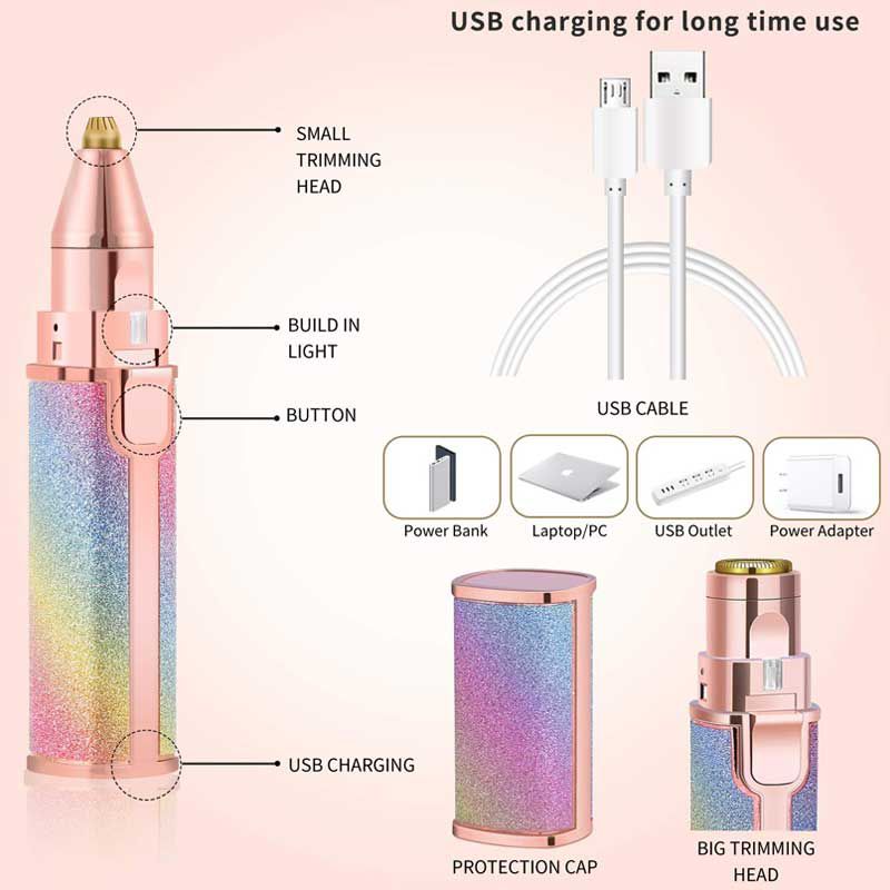 Electric Women's Eyebrow Trimmer and Facial Hair Remover
